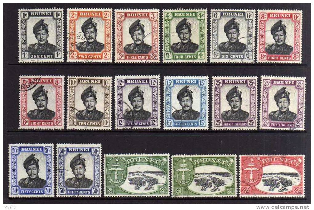 Brunei - 1952/58 - Sultan Omar Saif Uddin Definitives (Values To $2) - Used - Brunei (...-1984)