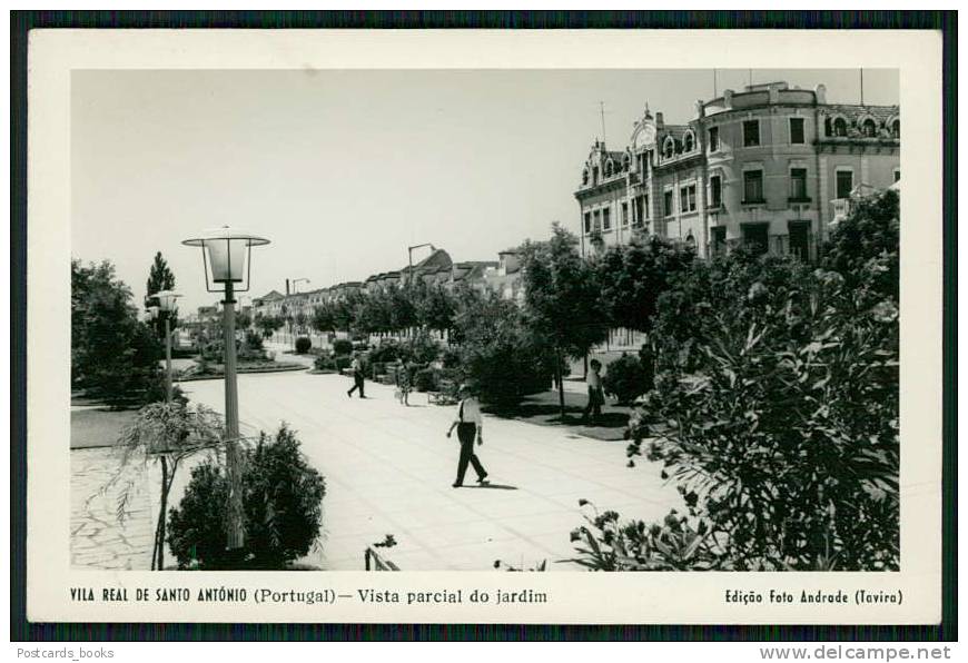 VILA REAL DE ST. ANTÓNIO / FARO / ALGARVE / PORTUGAL - POSTAL VISTA PARCIAL DO JARDIM. REAL PHOTO  Old  Postcard - Faro