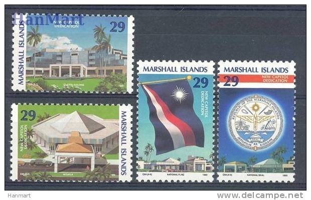 Marshall Islands 1993 Mi 477-480 Mnh - Architecture, Town Halls, Flags, Symbols - Marshall