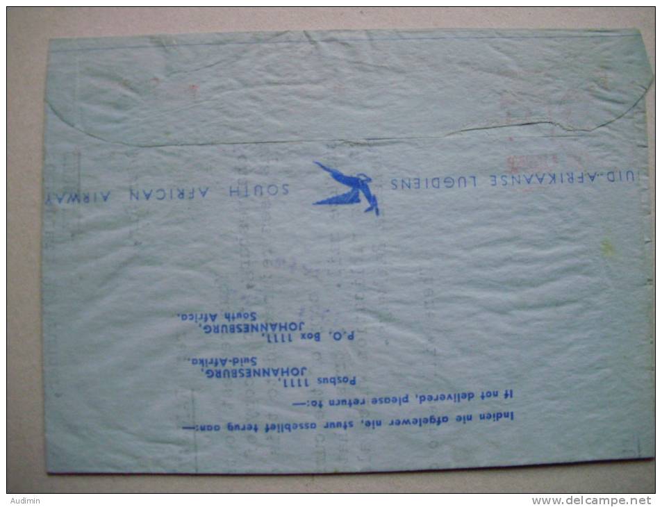 Südafrika Aerogramm TS 28.10.1961, Johannesburg - Airmail