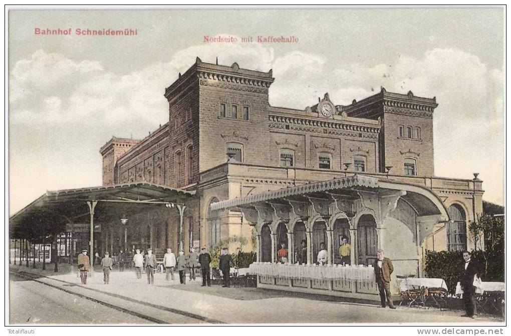 Schneidemühl Bahnhof Kaffeehalle Nordseite Pila Gelaufen 5.11.1909 Bahnsteig Dirschau Berlin - Westpreussen