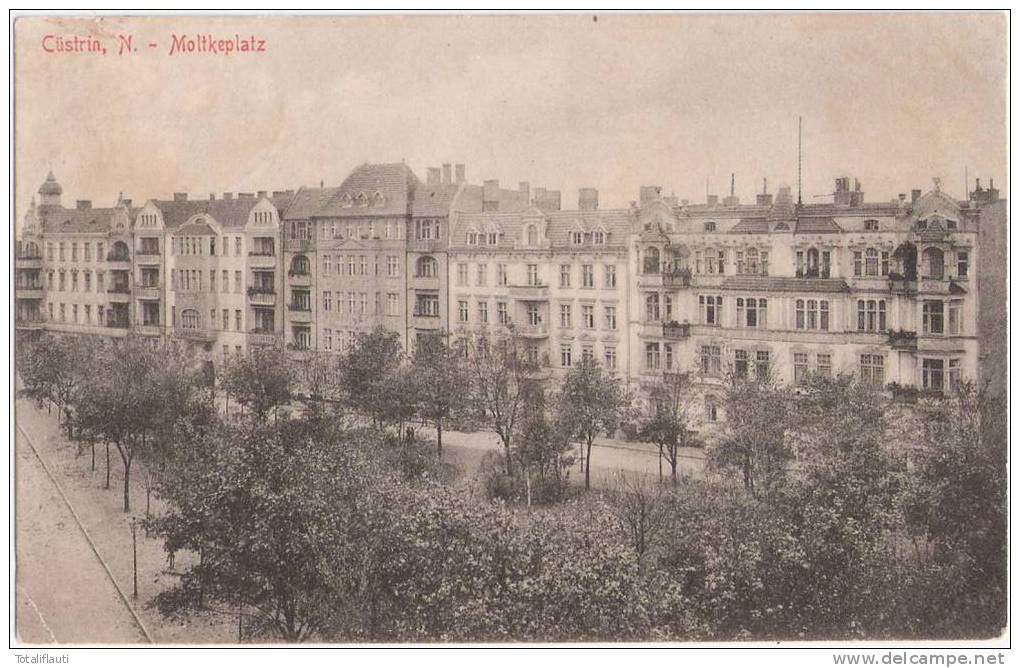 Cüstrin Neustadt Moltkeplatz Küstrin Feldpost 31.3.1915 Gelaufen Kostrzyn Nad Odra - Neumark