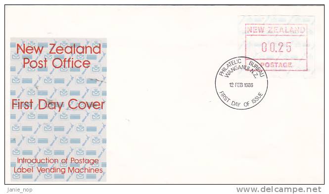 New Zealand 1986 Label Vending Machines Stamp  FDC - FDC