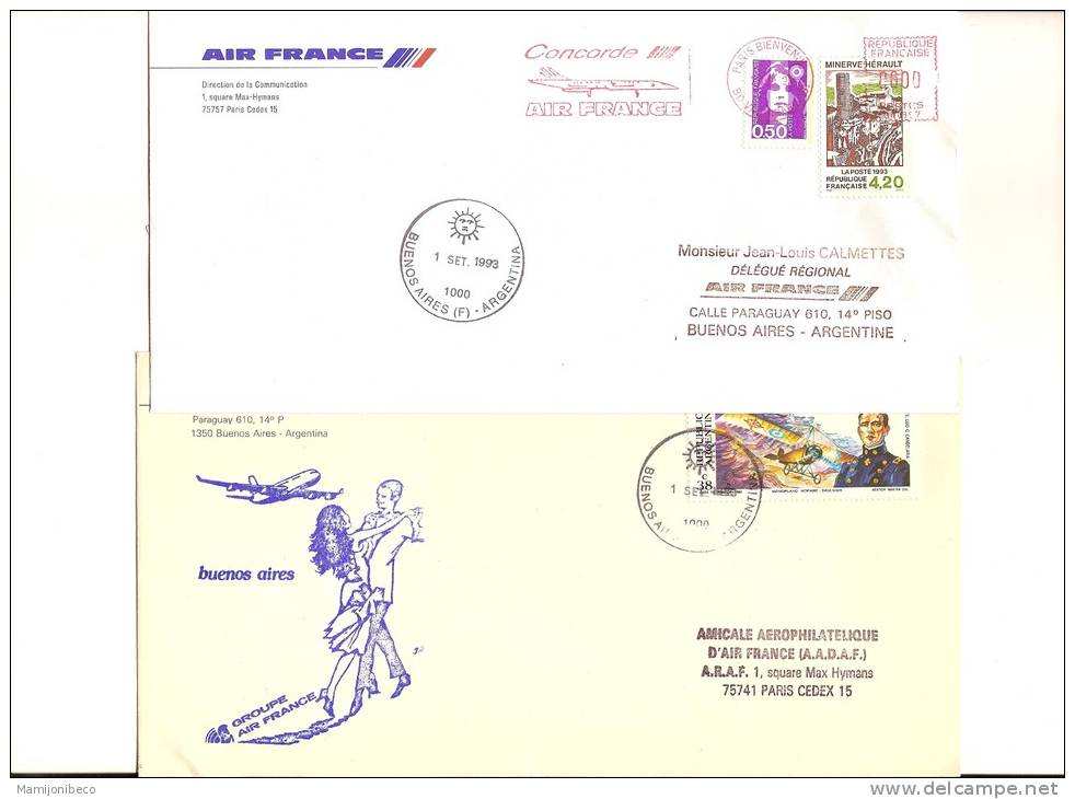 AIR FRANCE A 340 Mise En Ligne Sur ParisBuenos Aires Et Retour Août 1993 - Premiers Vols