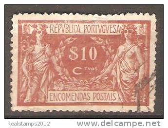 PORTUGAL (ENCOMENDAS POSTAIS) - 1920-1922,   Comércio E Indústria. Pap. Liso  $10   (o)   MUNDIFIL  Nº 4a - Gebraucht