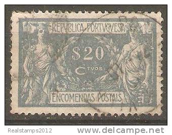 PORTUGAL (ENCOMENDAS POSTAIS) - 1920-1922,   Comércio E Indústria. Pap. Liso  $20  (o)   MUNDIFIL  Nº 5a - Used Stamps