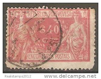 PORTUGAL (ENCOMENDAS POSTAIS) - 1920-1922,   Comércio E Indústria. Pap. Liso  $40  (o)   MUNDIFIL  Nº 6a - Usado