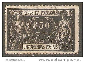 PORTUGAL (ENCOMENDAS POSTAIS) - 1920-1922,   Comércio E Indústria. Pap. Liso  $50  (o)   MUNDIFIL  Nº 7a - Usati