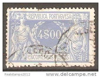 PORTUGAL (ENCOMENDAS POSTAIS) - 1920-1922,   Comércio E Indústria. Pap. Lustrado  4$00  (o)  MUNDIFIL  Nº 15 - Gebraucht