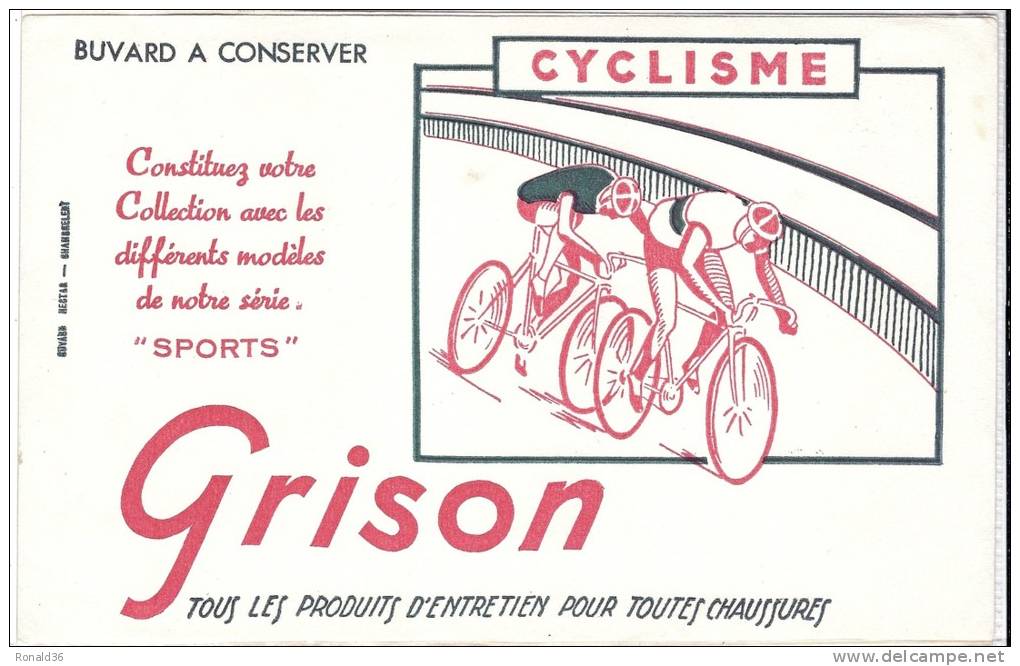 BUVARD Illustration ( Illustrateur Vélo Cyclisme Course Cycliste ) Grison Sports Saphir Crème Cuir Daim Kama Romans - Chaussures