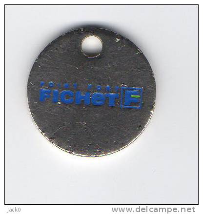 Jeton  De   Caddie  Argenté  Point  Fort  FICHET - Trolley Token/Shopping Trolley Chip