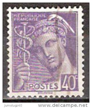 Timbre France Y&T N° 413 (4) Obl.  Type Mercure.  40 C. Violet. Cote 0,15 € - 1938-42 Mercure