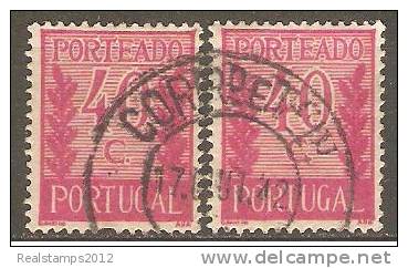 PORTUGAL (PORTEADO) - 1940.  Valor Ladeado De Ramos  40 C.  D. 14  (2 Selos Com Mesmo Carimbo)  (o) MUNDIFIL  Nº 58 - Gebraucht