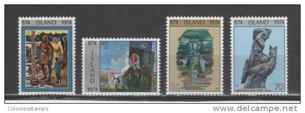 (S0963) ICELAND, 1974 (1100th Anniversary Of The Settlement Of Iceland, 1st Issue). Complete Set. Mi ## 485-488. MNH** - Unused Stamps