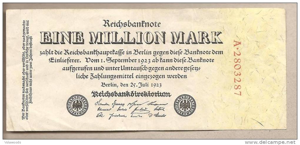 Germania - Banconota Circolata Da 1.000.000 Di Marchi - 1923 - 1 Miljoen Mark