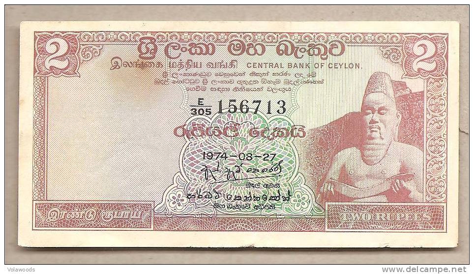 Ceylon - Banconota Circolata Da 2 Rupie P-72Aa.2 - 1974 #18 - Sri Lanka