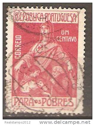PORTUGAL  (IMPOSTO POSTAL E TELEGRÁFICO) - 1915-1925.   Para Os Pobres.  Pap. Pontinhado,  1 C.  (o)   MUNDIFIL  Nº 7a - Oblitérés