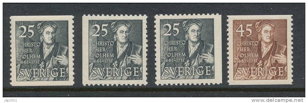 Sweden 1951 Facit # 438-439. Christopher Polhem, Set Of 4, See Scann, MNH (**) - Unused Stamps