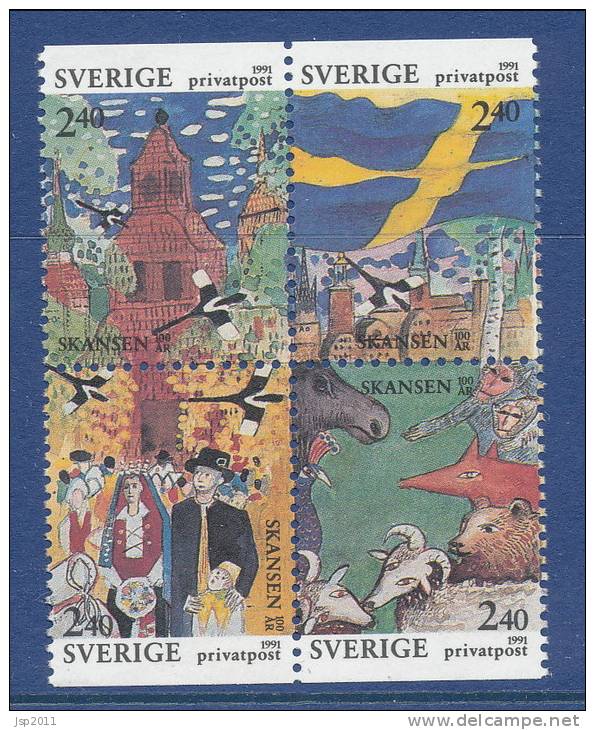 Sweden 1991 Facit # 1685-1688. Discount Stamps XIII - Skansen 100 Years, MNH (**) - Nuevos