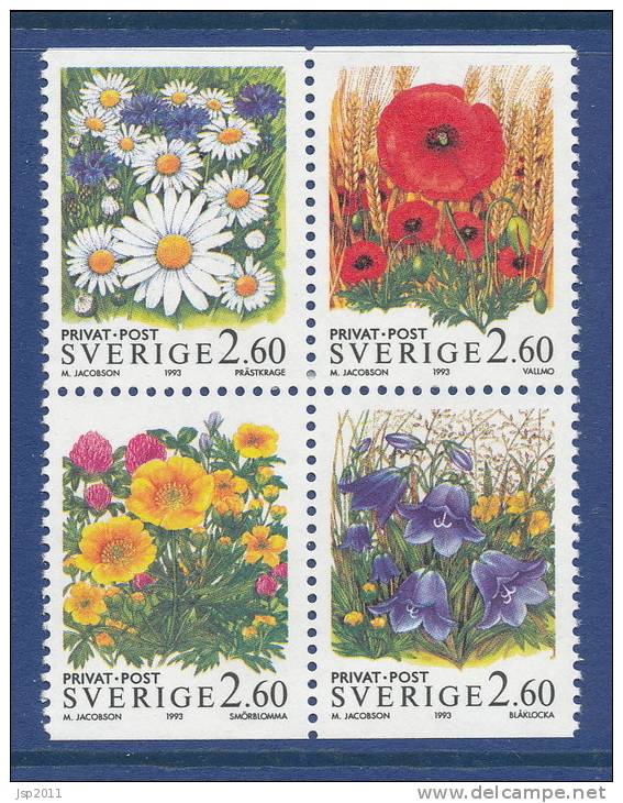 Sweden 1993 Facit # 1791-1794. Discount Stamps XV - Summer Flowers, MNH (**) - Nuevos