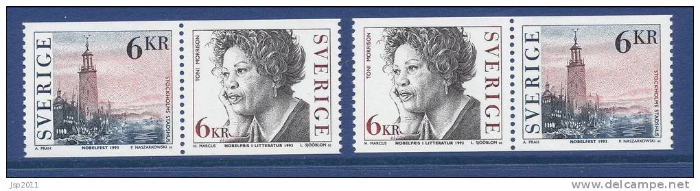 Sweden 1993 Facit # 1818-1819. Nobel Laureates - Literature 1993, Sx1 And SX2 Pairs, MNH (**) - Nuevos