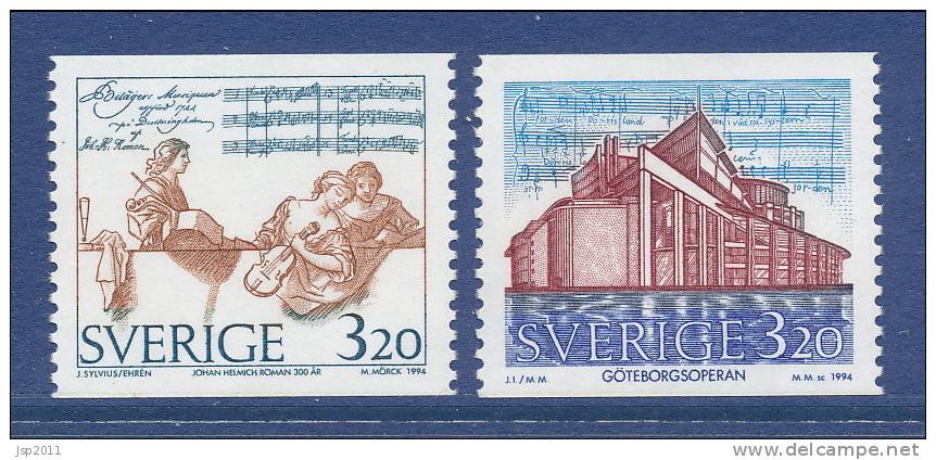 Sweden 1994 Facit # 1857-1858.  J H Roman, The Gothemburg Opera , Complet Set Of 2, MNH (**) - Nuevos