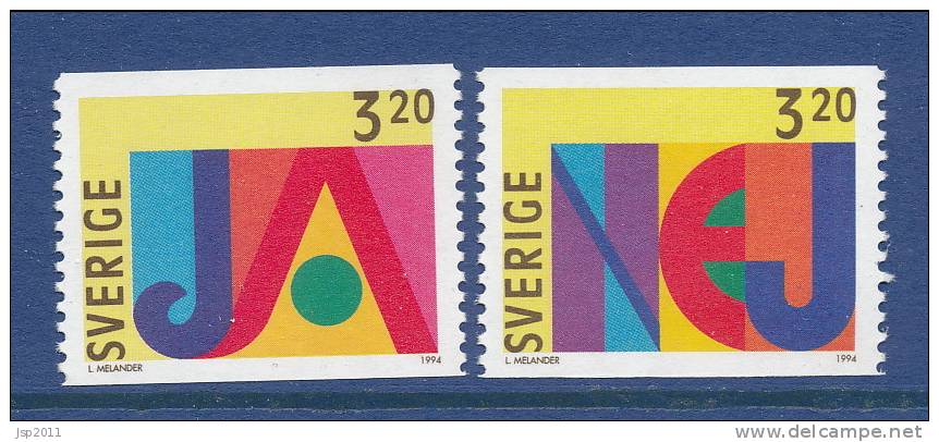 Sweden 1994 Facit # 1869-1870. YES And NO Stamps I, MNH (**) - Nuevos