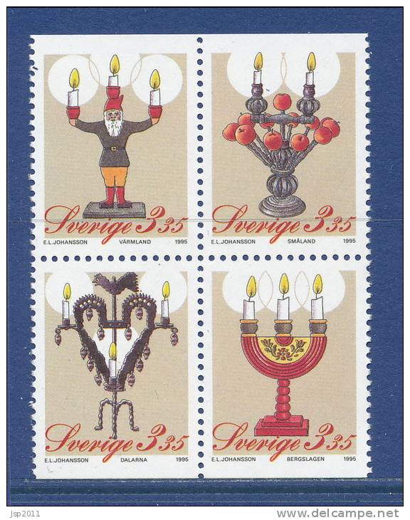 Sweden 1995 Facit # 1930-1933. Chistmas Post, Se-tenant Block Of 4 From Booklet H 464, MNH (**) - Nuevos