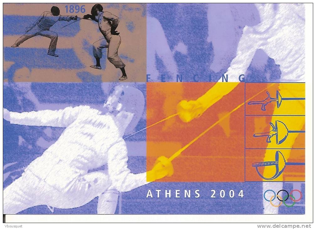 Entier Carte Postale Suisse Jeux Olympiques Athenes 2004 Escrime Epee Fleuret Sabre - Sommer 2004: Athen