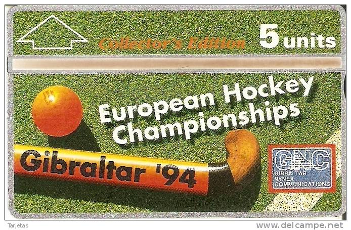 Nº 27 TARJETA DE GIBRALTAR DE CAMPEONATO DE HOCKEY  NUEVO-MINT - Gibraltar