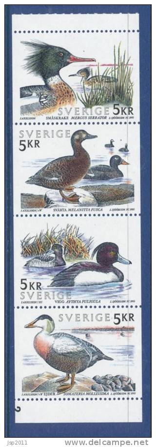 Sweden 1993 Facit # 1808-1809, Water Birds. Se-tenant Strip Of 4 From Booklet H440, MNH (**) - Ungebraucht