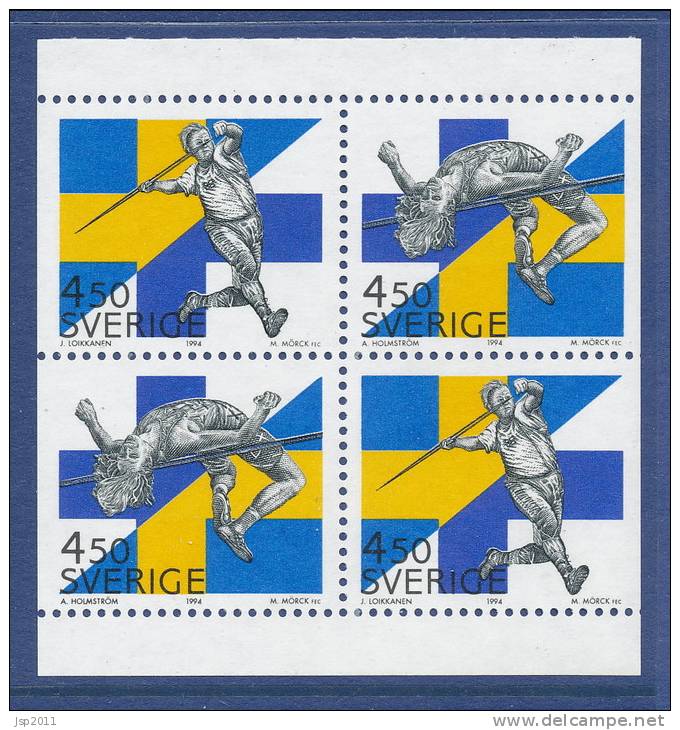 Sweden 1994 Facit # 1859-1860. Sweden-Finland. Se-tenant Block Of 4 From Booklet H450, MNH (**) - Ungebraucht