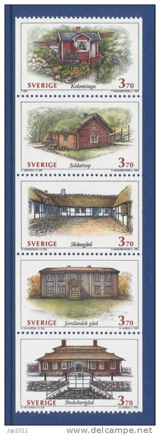 Sweden 1995 Facit # 1888-1892. Swedish Houses I. Country Houses. Se-tenant Strip Of 5 From Booklet H456, MNH (**) - Nuevos