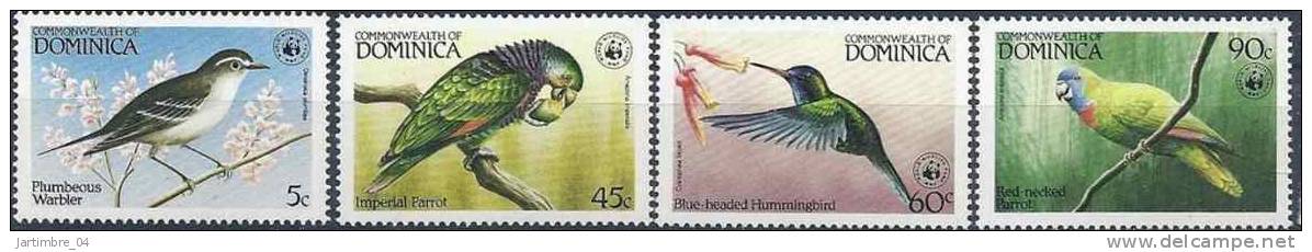 1984 DOMINIQUE 794-97** Oiseaux, WWF - Dominica (1978-...)