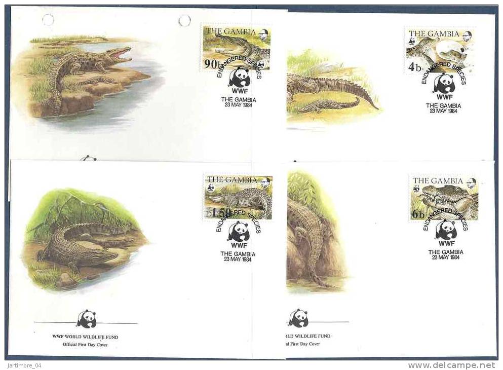 1984 GAMBIE 510-13 ** Reptiles, Crocodiles, WWF, 4 FDC - Gambie (1965-...)