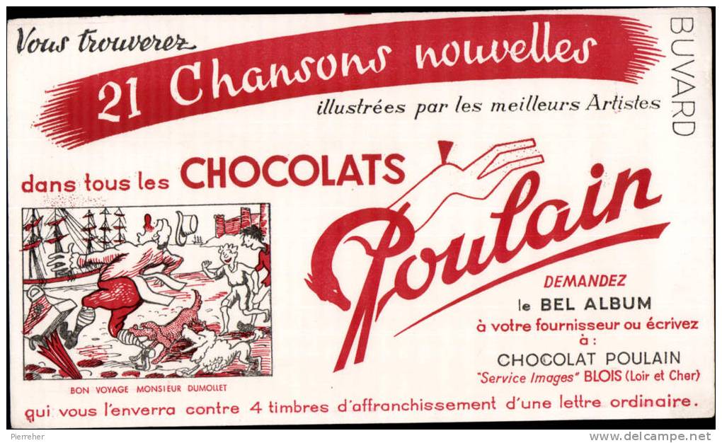 BUVARD PUBLICITAIRE " CHOCOLAT POULAIN " _ BON VOYAGE Mr DUMOLLET - Cocoa & Chocolat