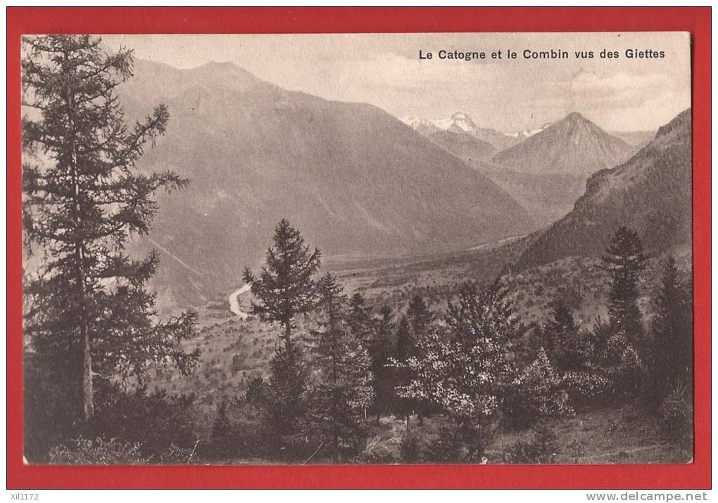 Y0252 Le Catogne Et Le Combin Vus Des Giettes Sur Monthey-St. Maurice.Circulé,timbre Manque. Luna - Monthey
