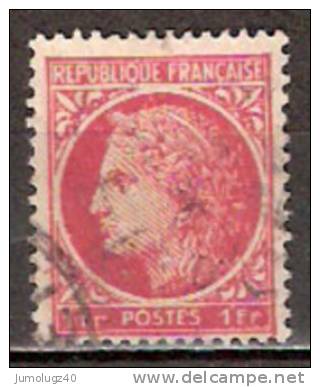 Timbre France Y&T N° 676 (2) Obl.  Type Cérès De Mazelin.  1 F. Rose-rouge. Cote 0,15 € - 1945-47 Cérès De Mazelin