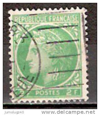 Timbre France Y&T N° 680 (5) Obl.  Type Cérès De Mazelin.  2 F. Vert-jaune. Cote 0,15 € - 1945-47 Ceres De Mazelin