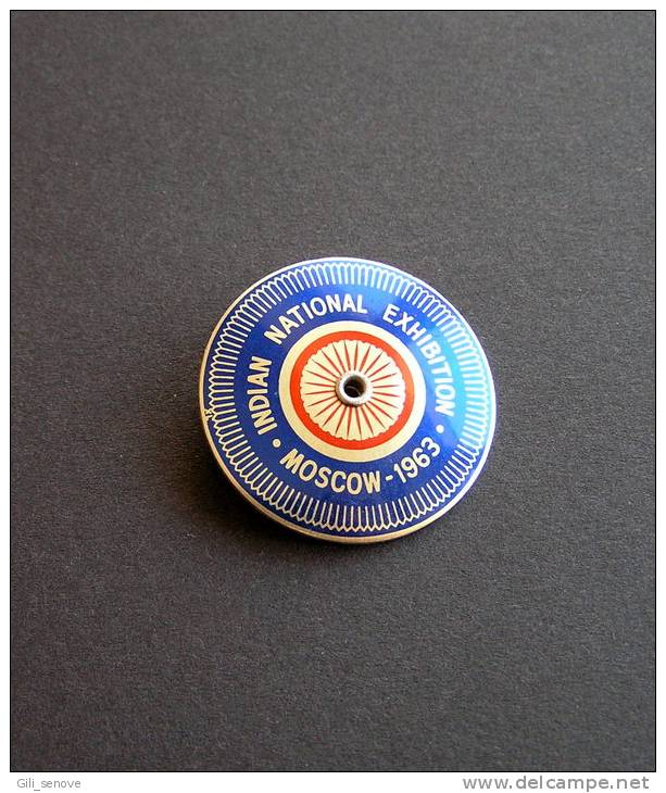 1963 USSR Russia Indian National Exhibition Moscow Pinback Clamp Badge - Autres & Non Classés