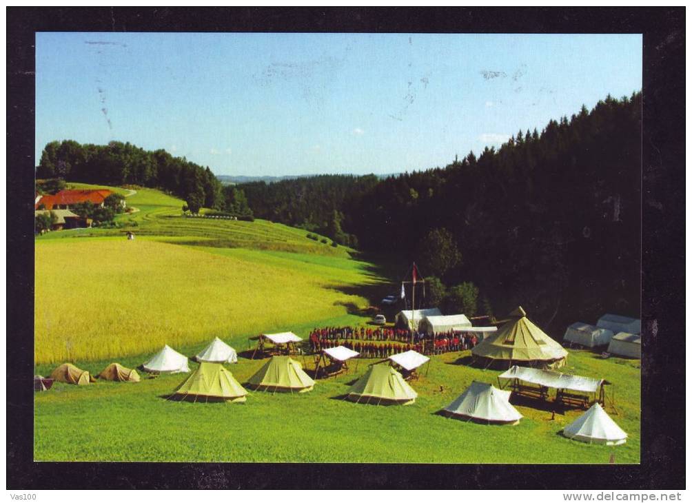 SCOUTISME,SCOUT,SCOUTING, CERCETASII  ROMANIA CAMP, POST CARD UNUSED. - Scoutismo