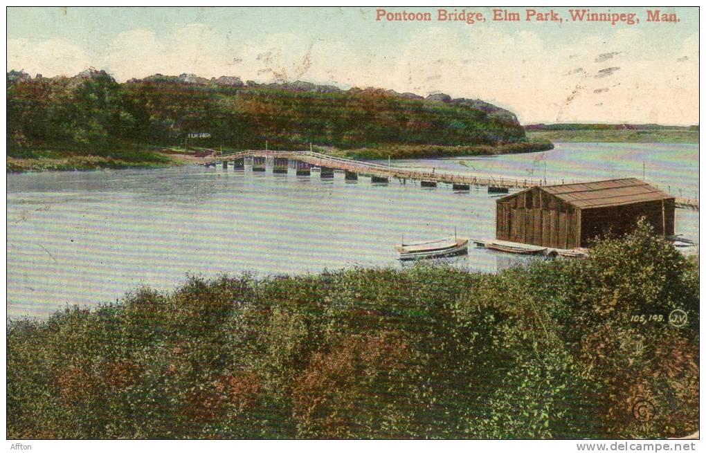 Winnipeg Pontoon Bridge Elm Park 1905 Postcard - Winnipeg