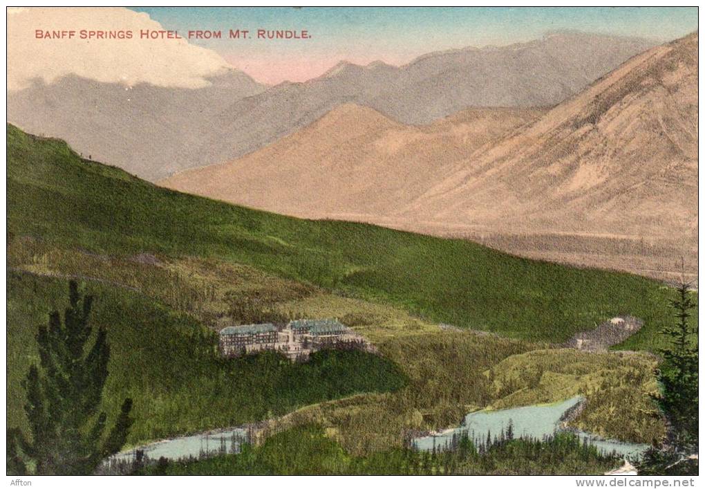 Banff Hotel From Mt Rundle 1905 Postcard - Banff