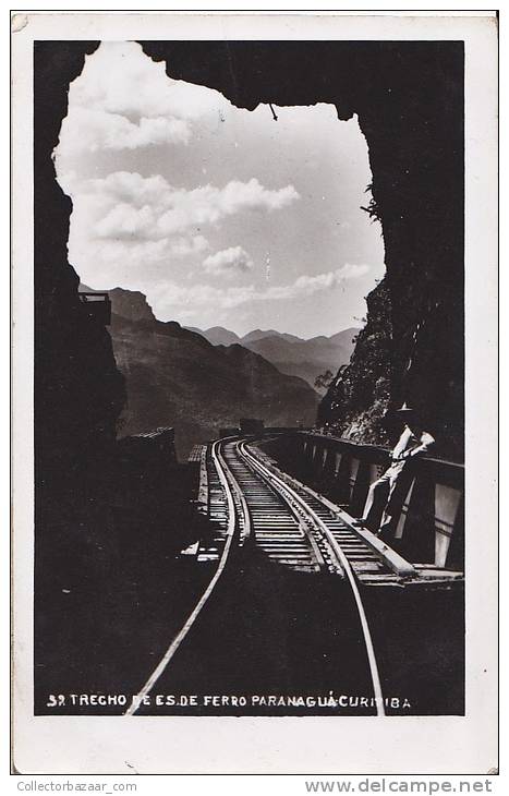 Curitiba  Paranagua Railway Train Air Mail Vintage Original Photo Postcard Cpa Ak (W3_1060) - Curitiba