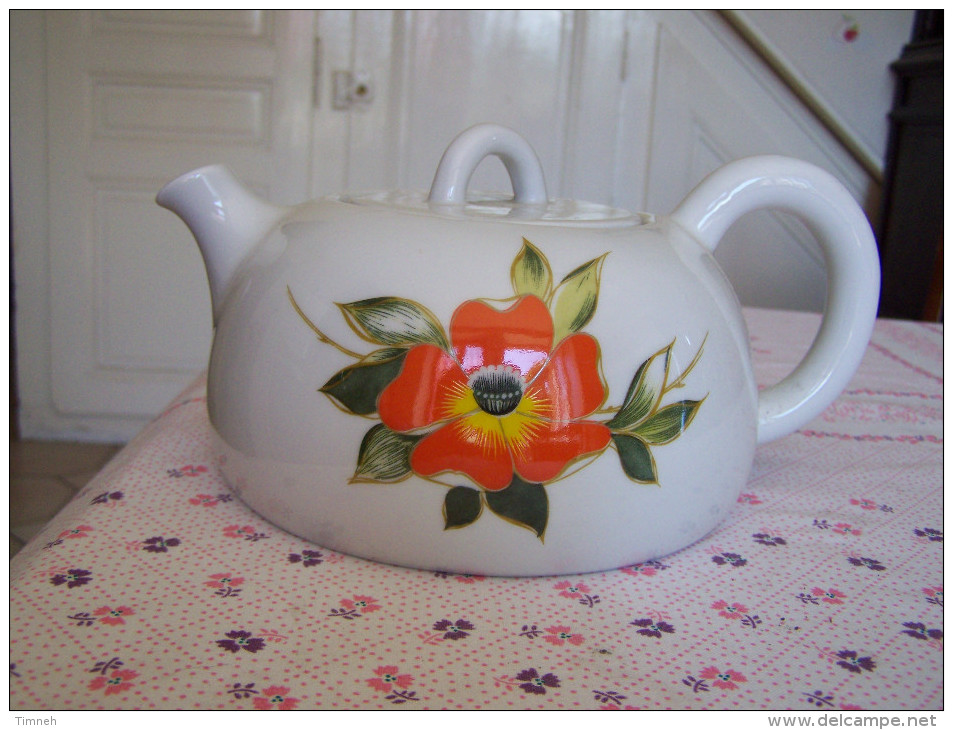 GRANDE THEIERE Ou POT A EAU Forme BOUILLOIRE En PORCELAINE épaisse +1kg  De FRANCE à Grosse Fleur - Teiere