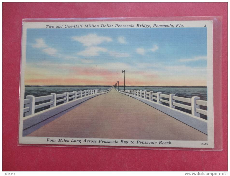 - Florida > Pensacola 2 1/2  Million Dollar Bridge Linen 1937 Cancel  Ref 809 - Pensacola