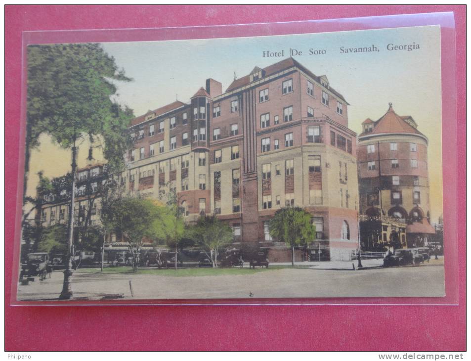 > GA - Georgia > Savannah Hotel De Soto 1938 Cancel Hand Colored  Ref 809 - Savannah