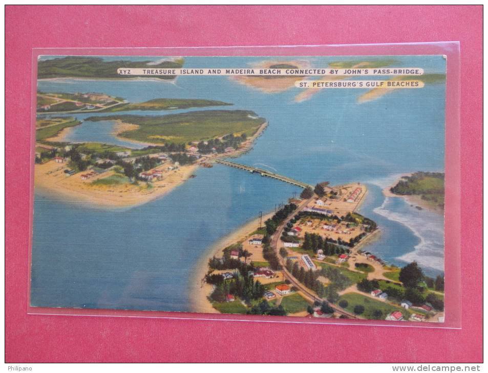 - Florida > St Petersburg   Treasure Island & Madeira Bridge  Linen 1956 Cancel-- ---  -------ref 809 - St Petersburg