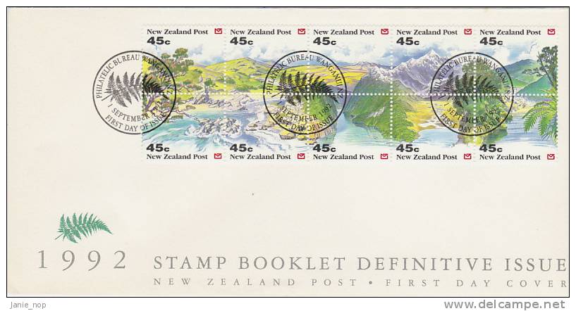 New Zealand 1992 Scenic Stamp Booklet  FDC - FDC