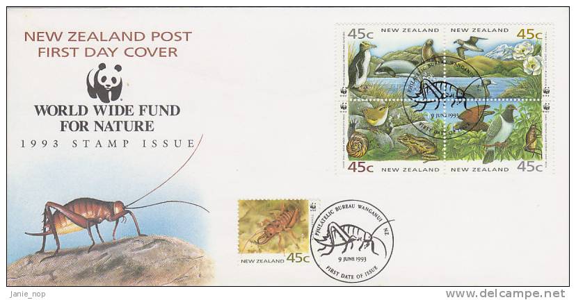 New Zealand 1993  WWF  Animals FDC - FDC